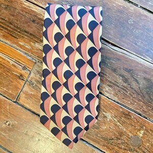 Vintage KENNETH GORDON Silk Neck Tie Art Deco Geometric Italy USA 58" x 3 1/2"